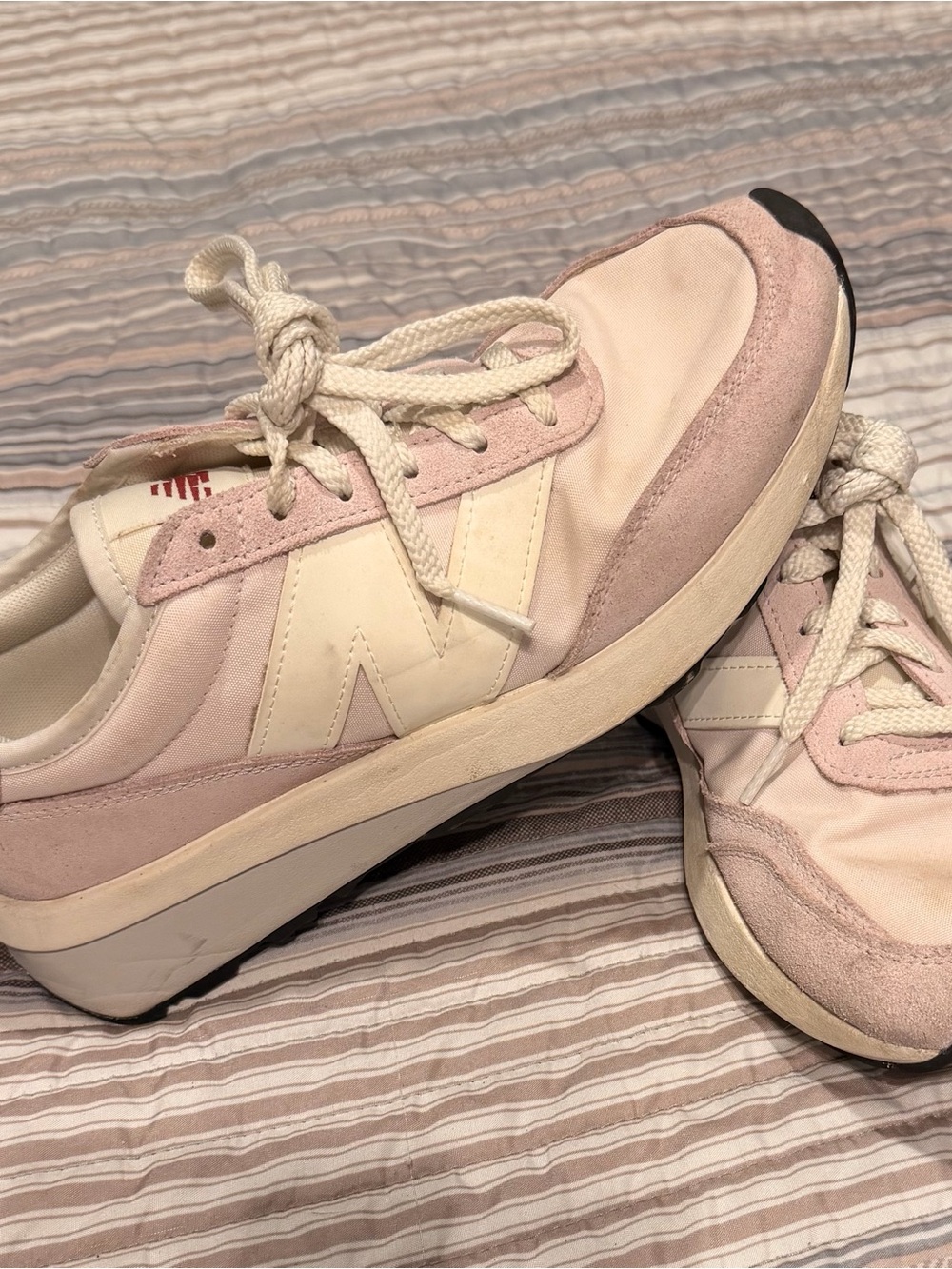 New Balance Women’s Pale Pink and Cream Retro Runner Sneakers